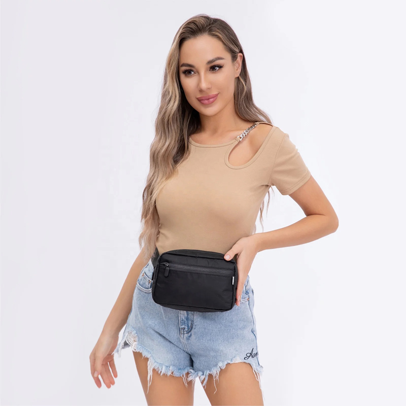 Black crossbody fanny pack