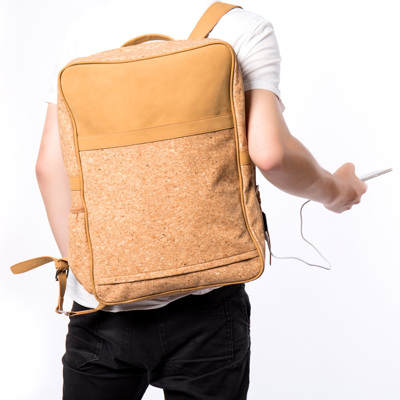 Veganistisch Kurk Reizen Laptop Rugzak en Zakelijke Anti-Diefstal Slim Duurzaam Laptops Rugzak met USB laad Poort