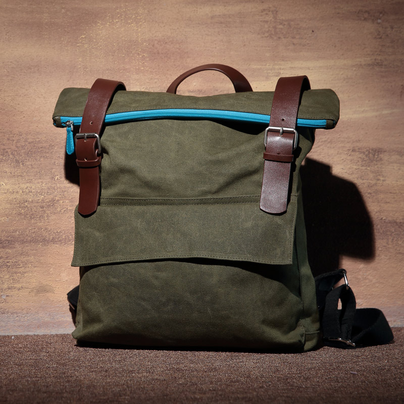 Waxed Canvas Vintage Laptop Backpack Campus Bag College Style Travel Rucksack Camping
